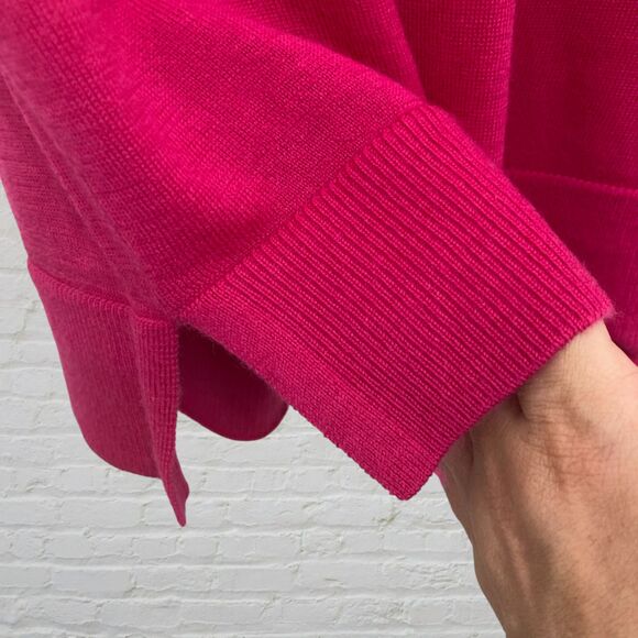 Banana Republic Sweater L 100% Merino Wool V-Neck Long Sleeve Pink Magenta - Picture 11 of 14